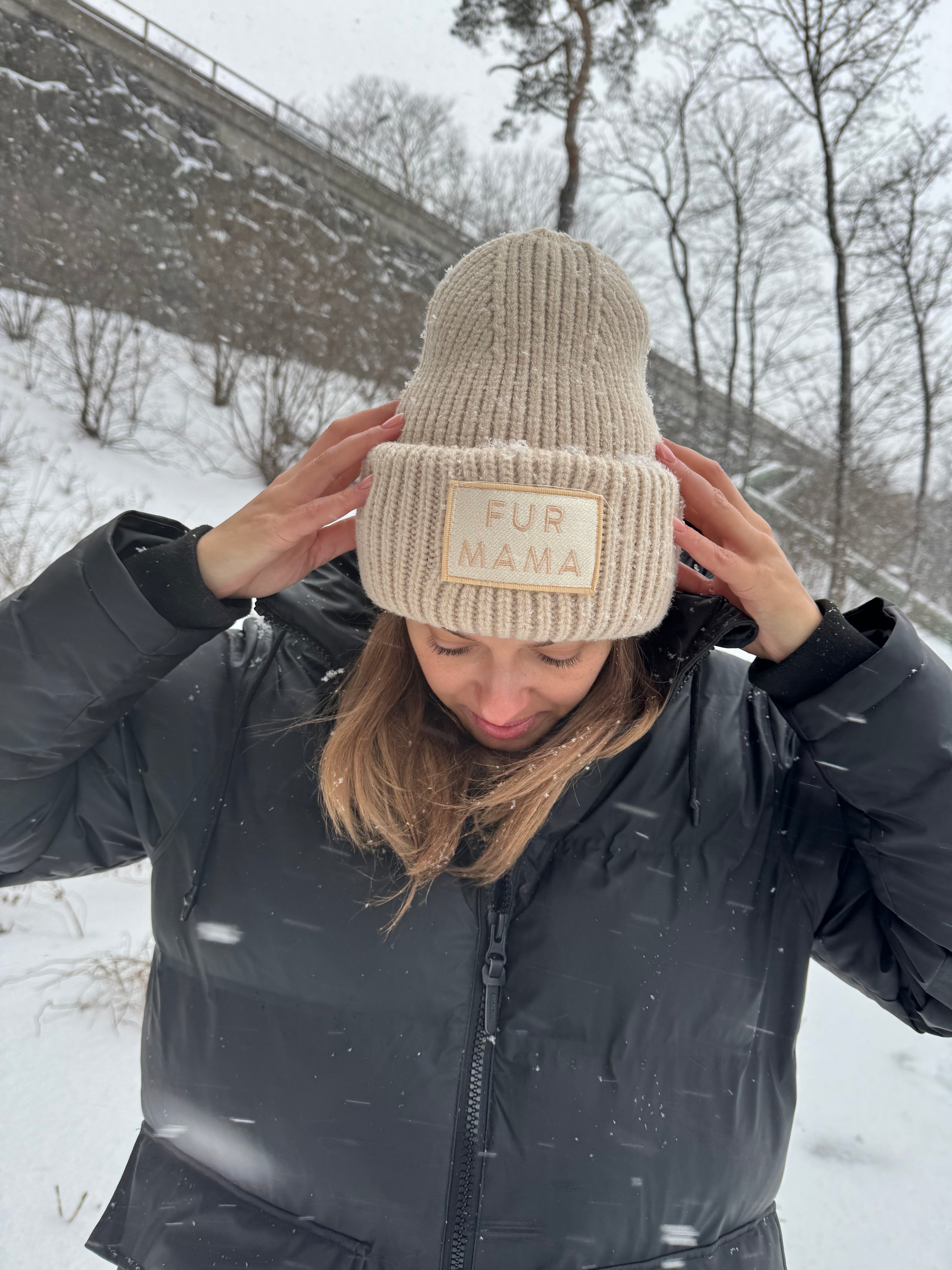 Beige Wool Beanie -  Fur Mama