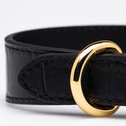 Black Croco Dog Collar Thin