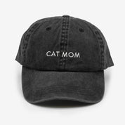 Black Denim Cap - Cat Mom