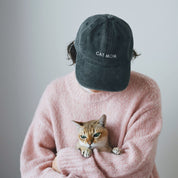 Black Denim Cap - Cat Mom