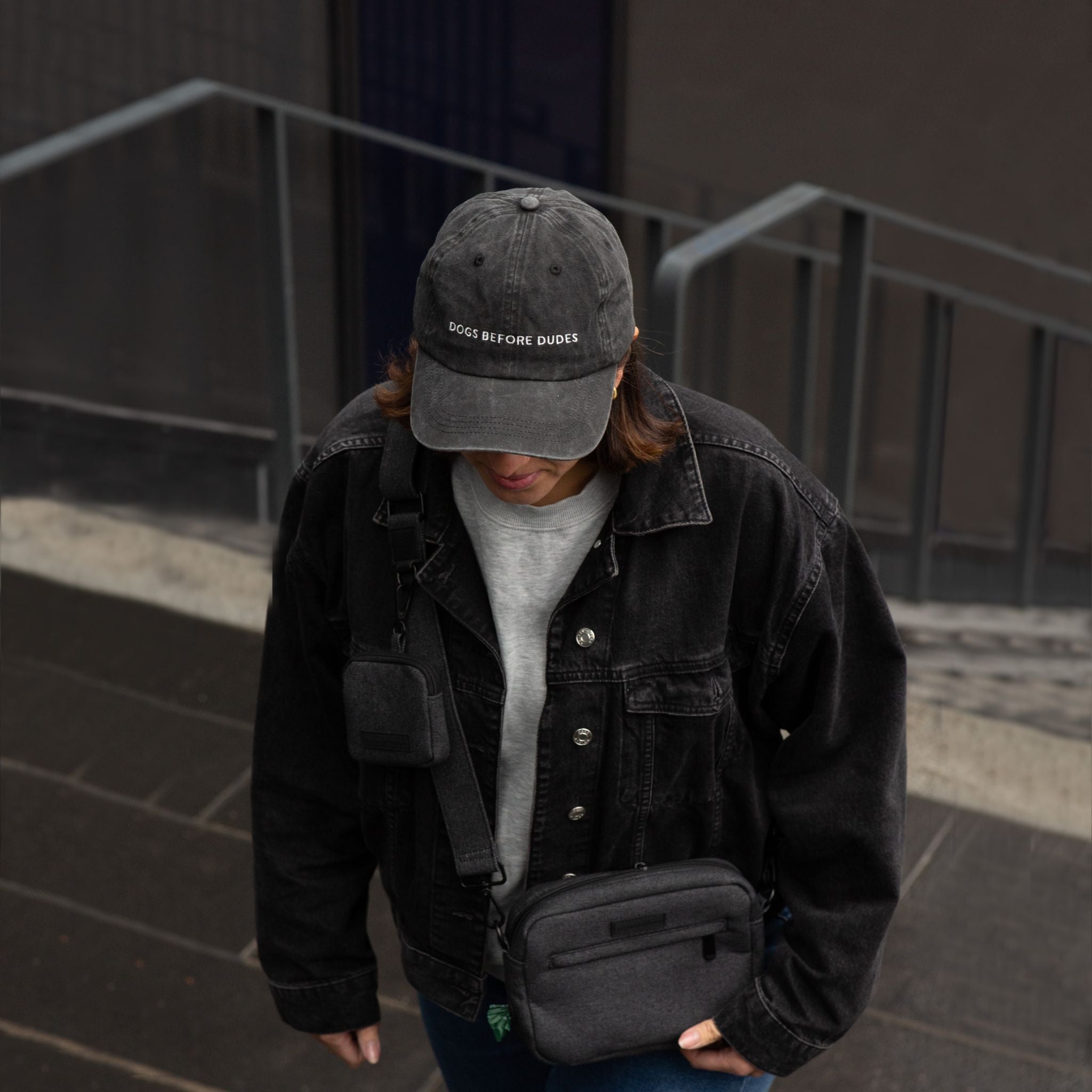 Black Denim Cap - Dogs Before Dudes