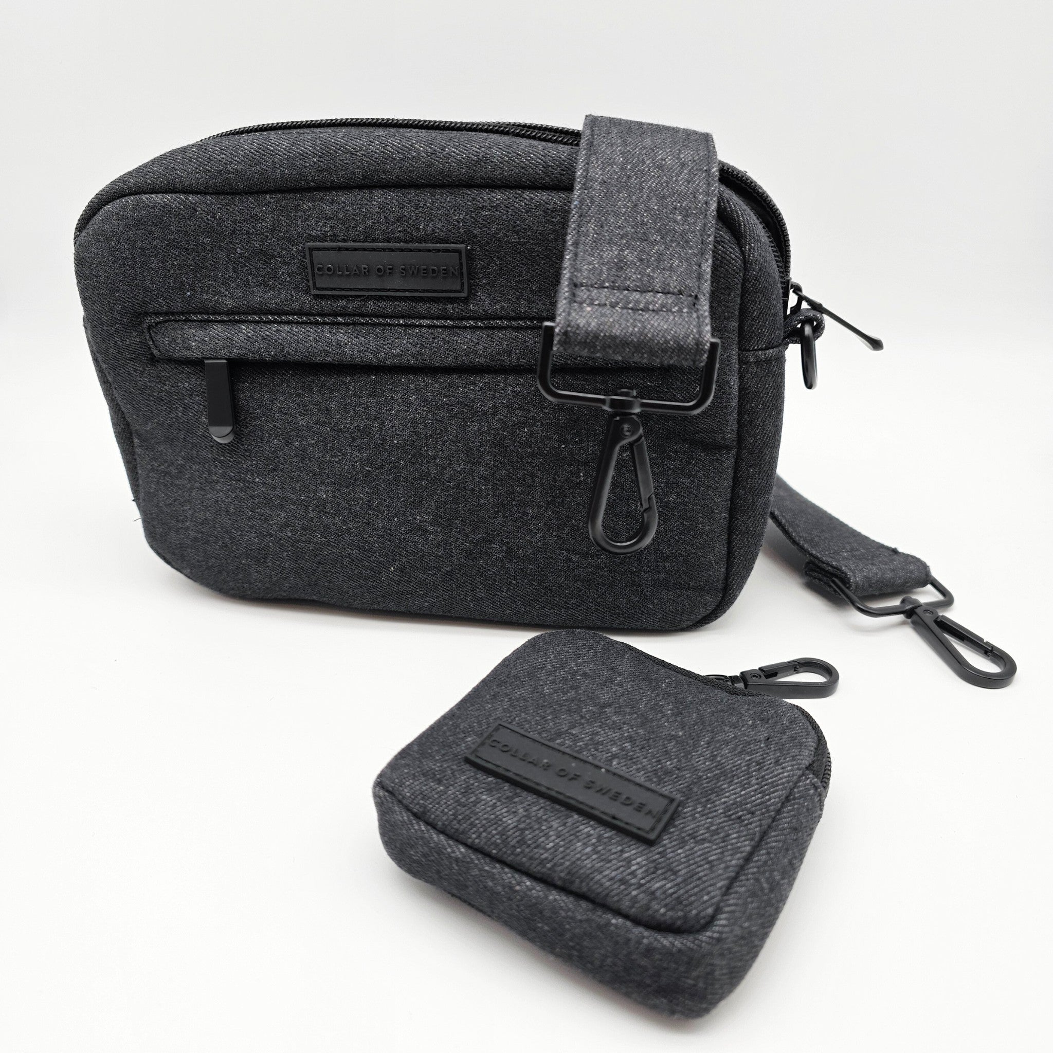 Black Denim Dog Walking Bag - Crossbody