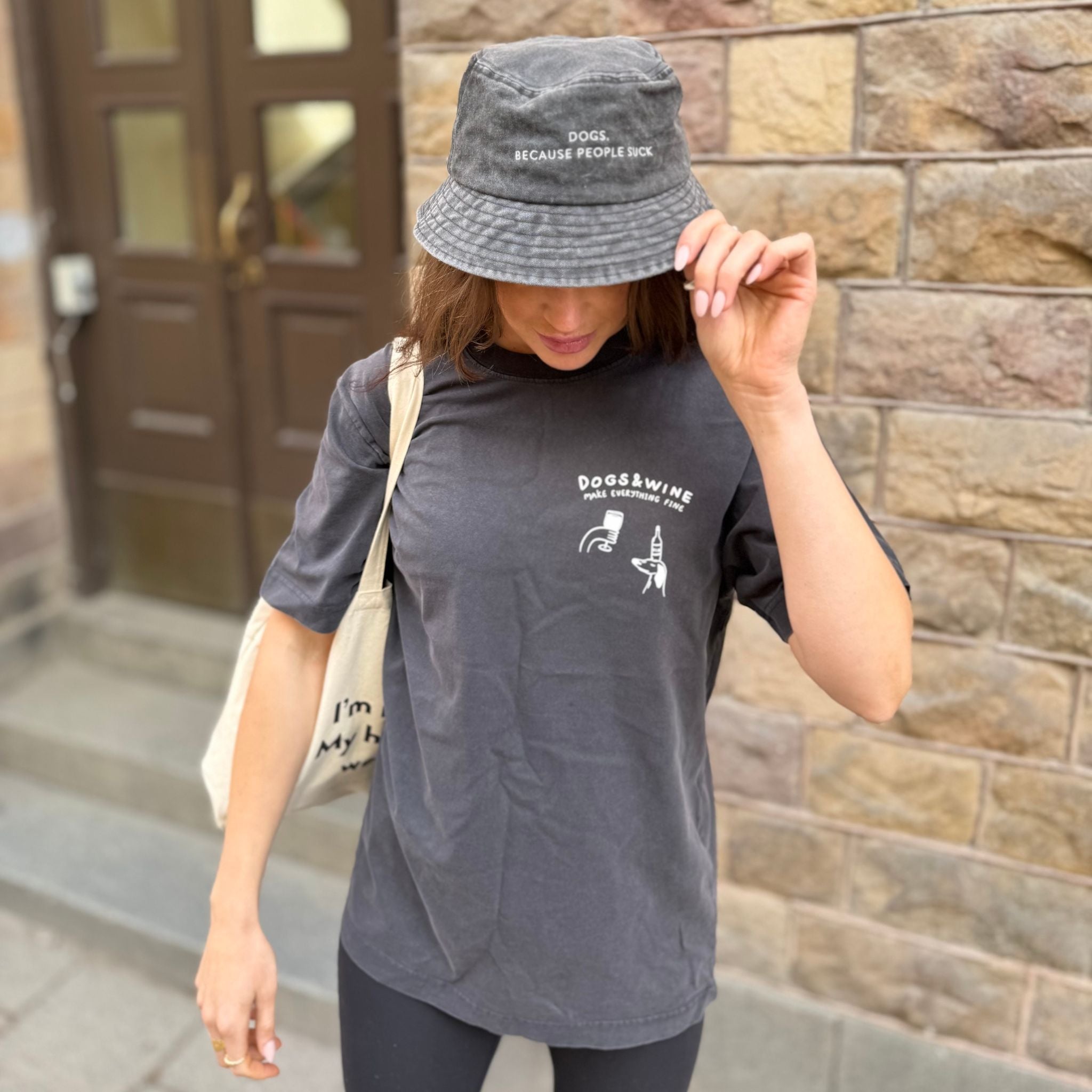 Vintage Black T-shirt - Dogs & Wine Make Everything Fine