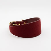 Burgundy Wool Dog Collar Wide