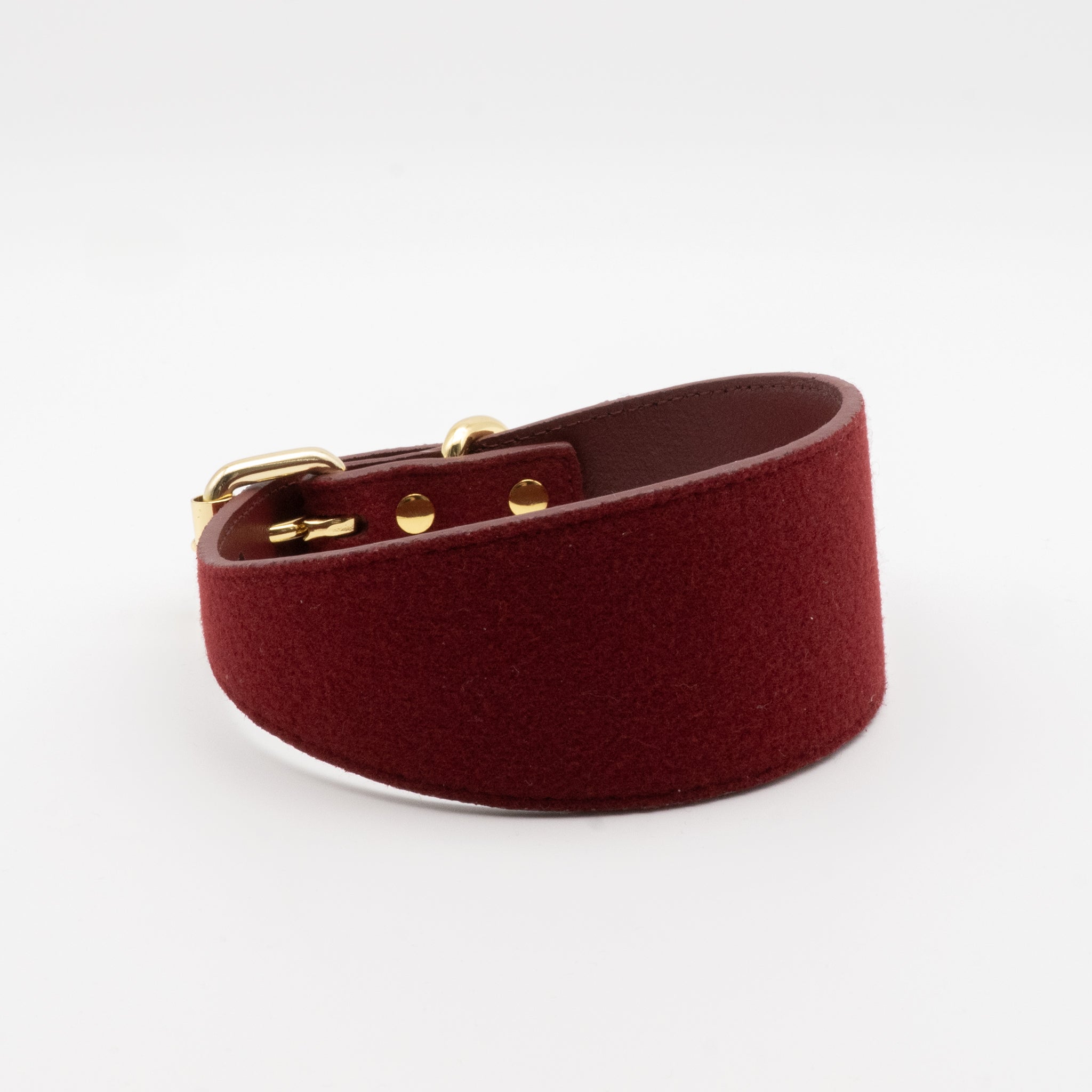 Burgundy Wool Dog Collar Wide