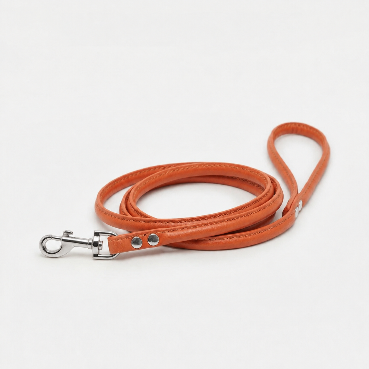 Cognac Dog Lead Silver Hardware