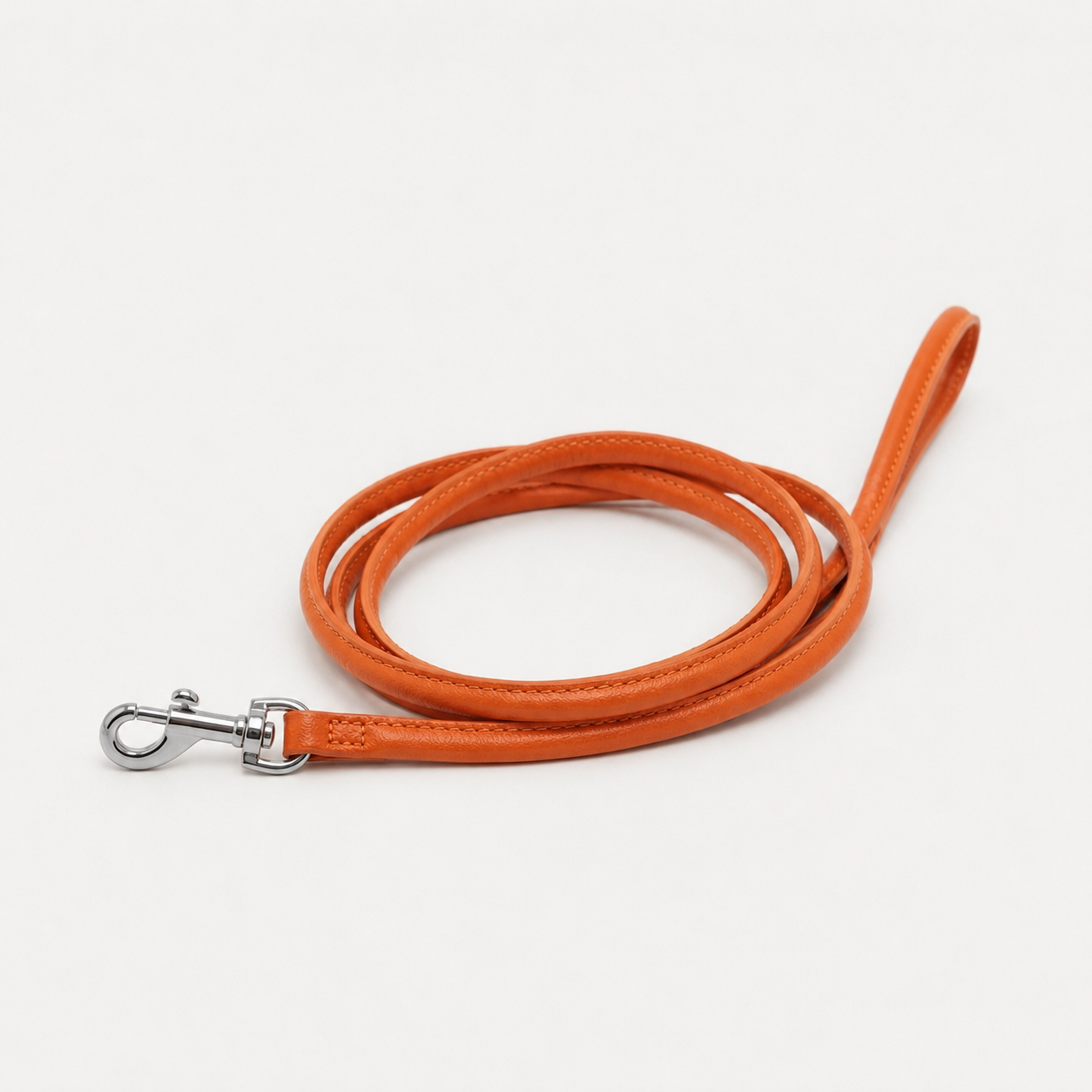 Cognac Dog Lead Silver Hardware
