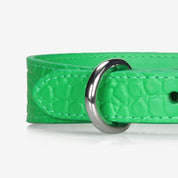 Pure Green Croco Dog Collar Thin