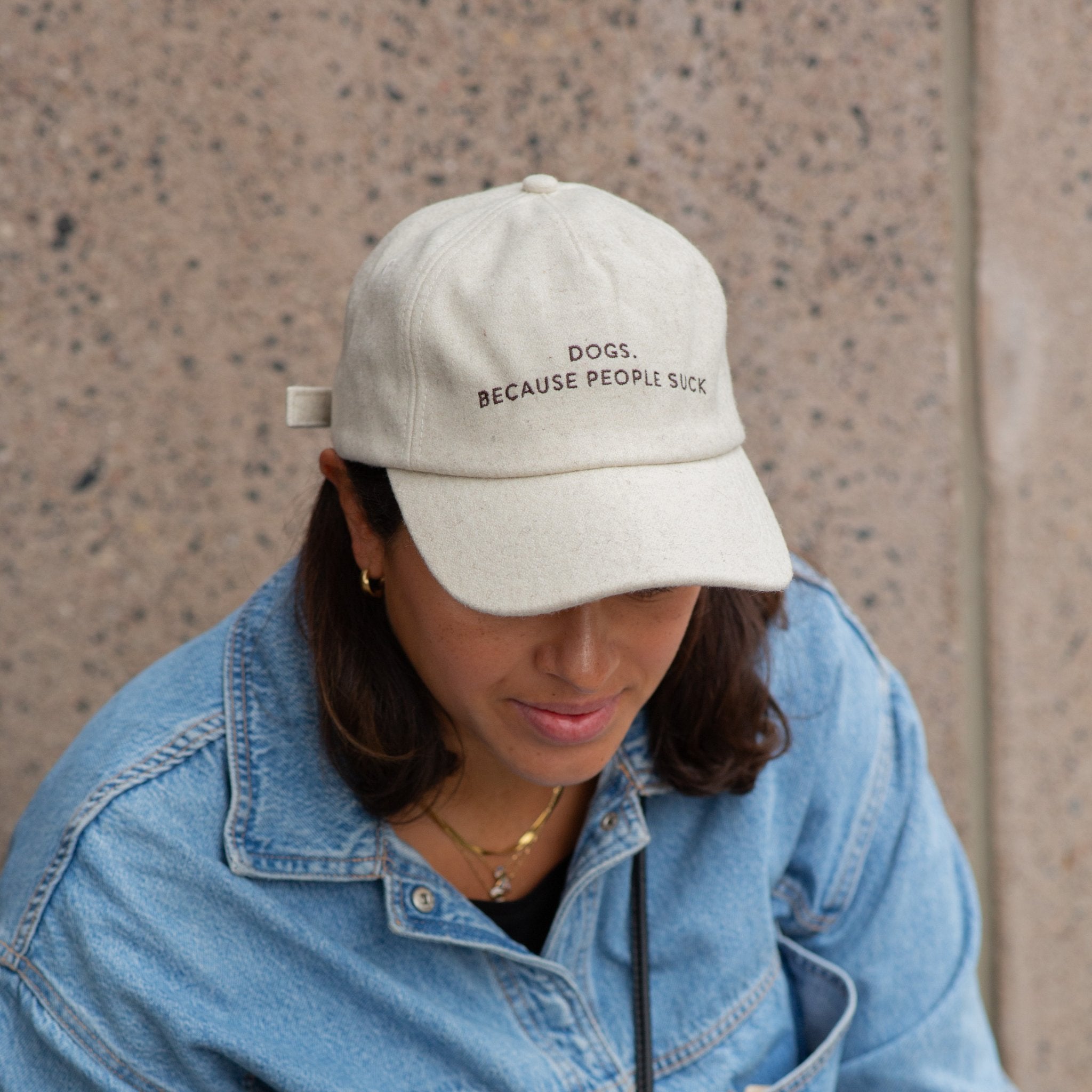 Off-White Wool Cap - Dogs. Because People Suck